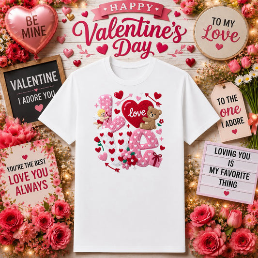 LOVE Stacked Mugs – Valentines DTF Transfer – by Ink Rush – Premade Transfers – Apparel DTF, Heat Transfer