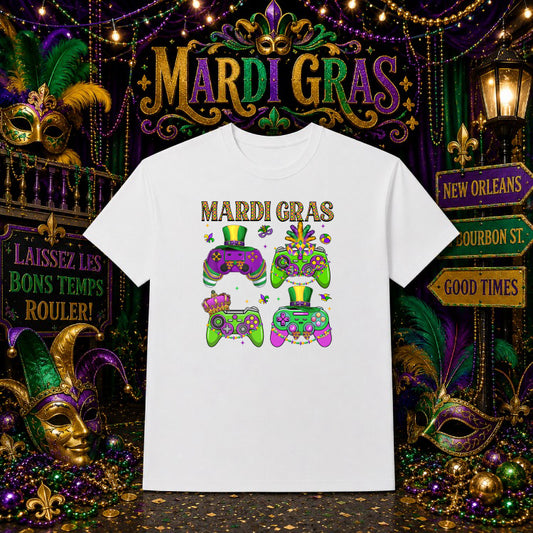 Mardi Gras Game Controller – DTF Transfer – by Ink Rush – Premade Transfers – Mardi Gras, DTF Transfers
