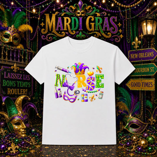 Mardi Gras Glitter Emblem – DTF Transfer – by Ink Rush – Premade Transfers – DTF Transfer, Apparel Decor
