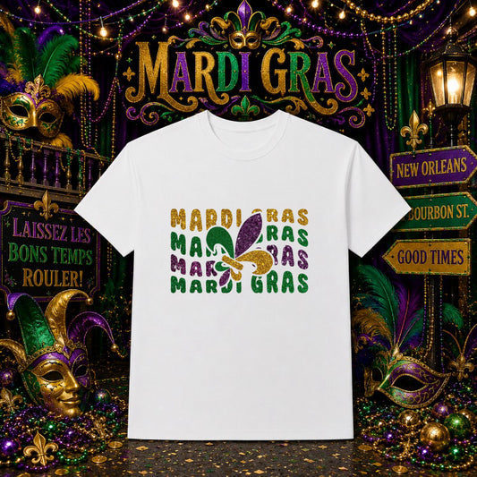 Mardi Gras Mask & Beads – Mardi Gras DTF Transfer – by Ink Rush – Premade Transfers – Mardi Gras, Apparel Crafting