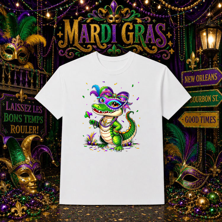 Mardi Gras Mask & Fleur-de-lis – DTF Transfer – by Ink Rush – Premade Transfers – Mardi Gras, Apparel Decorating
