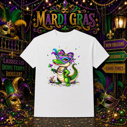 Mardi Gras Mask & Fleur-de-lis – DTF Transfer – by Ink Rush – Premade Transfers – Mardi Gras, Apparel Decorating