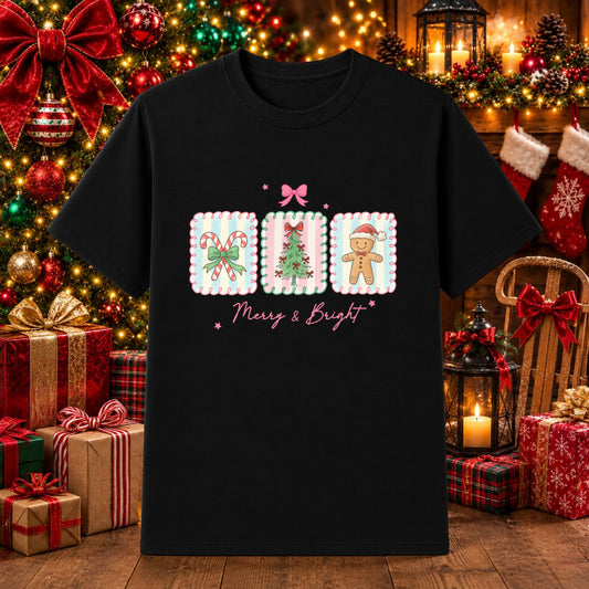 Merry & Bright – Christmas DTF Transfer – by Ink Rush – Premade Transfers – Christmas, DTF Transfer