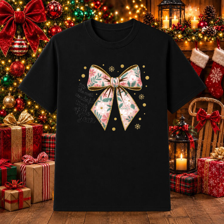 Merry & Bright – Christmas Floral DTF Transfer – by Ink Rush – Premade Transfers – DTF Transfer, Apparel Decor