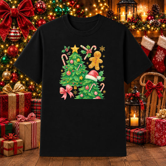 Merry & Bright Floral Christmas Tree – Christmas DTF Transfer – by Ink Rush – Premade Transfers – Christmas, Apparel DTF