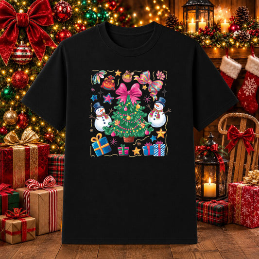 Merry & Bright Retro Christmas – DTF Transfer – by Ink Rush – Premade Transfers – Christmas, Premade DTF