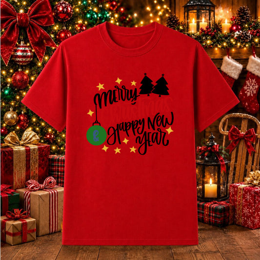 MERRY CHRISTMAS & HAPPY NEW YEAR – Christmas DTF Transfer – by Ink Rush – Premade Transfers – Christmas, Apparel Decoration