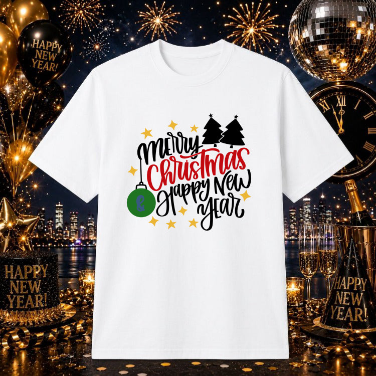 Merry Christmas & Happy New Year – Holiday Apparel DTF Transfer – by Ink Rush – Premade Transfers – Holiday Apparel, Seaso...