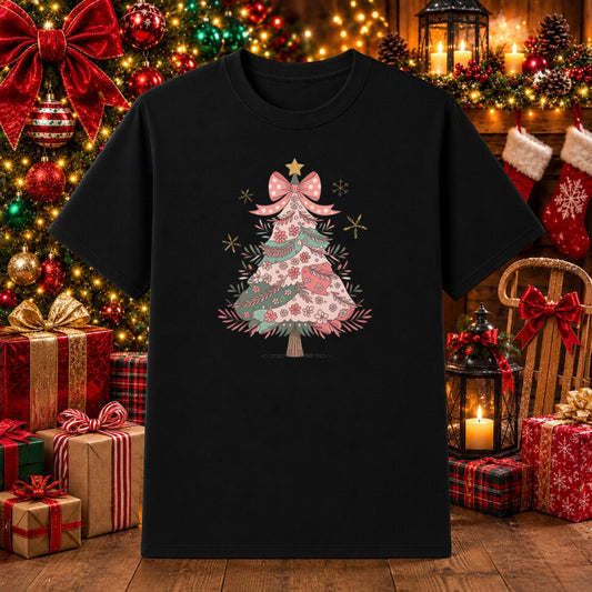 Merry Christmas Pink Poinsettia – Christmas DTF Transfer – by Ink Rush – Premade Transfers – Christmas, Holiday Apparel