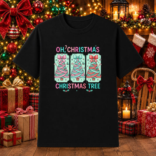 Merry Christmas Red Truck with Trees – Christmas DTF Transfer – by Ink Rush – Premade Transfers – Christmas, Holiday