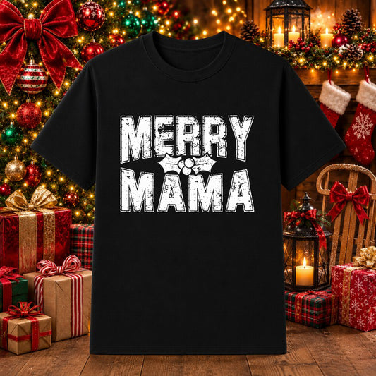 Merry Mama – Christmas DTF Transfer – by Ink Rush – Premade Transfers – DTF Transfer, Apparel Decoration