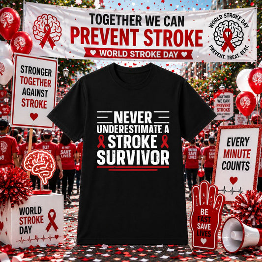 Never Underestimate A Stroke Survivor – World Stroke Day DTF Transfer – by Ink Rush – Premade Transfers – Stroke Awareness...