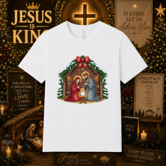 O Come Let Us Adore Him – Christian Christmas DTF Transfer – by Ink Rush – Premade Transfers – Christian Faith, Christmas DTF
