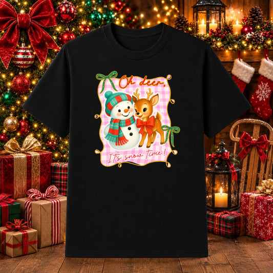 Oh Deer, It’s Snow Time! – Christmas DTF Transfer – by Ink Rush – Premade Transfers – Christmas, Premade DTF