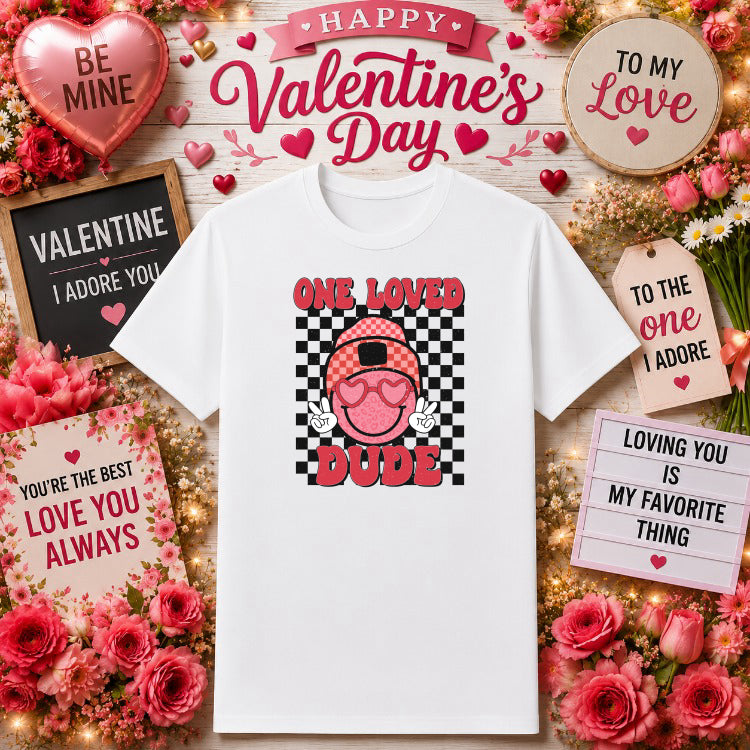 ONE LOVED DUDE – Valentine's Day DTF Transfer – by Ink Rush – Premade Transfers – DTF Transfers, Apparel Decor
