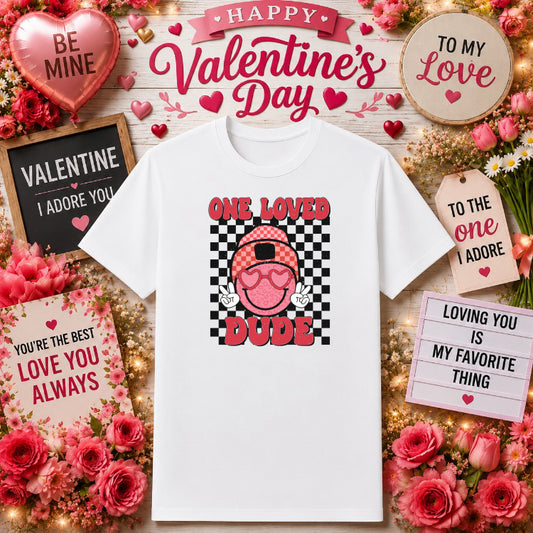 ONE LOVED DUDE – Valentine's Day DTF Transfer – by Ink Rush – Premade Transfers – DTF Transfers, Apparel Decor