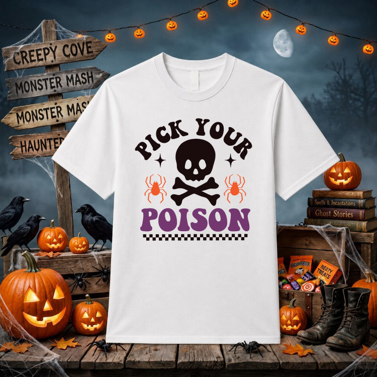 Pick Your Poison Vintage Bottle – Halloween DTF Transfer – by Ink Rush – Premade Transfers – DTF Transfer, Apparel Decor