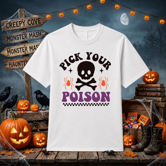 Pick Your Poison Vintage Bottle – Halloween DTF Transfer – by Ink Rush – Premade Transfers – DTF Transfer, Apparel Decor