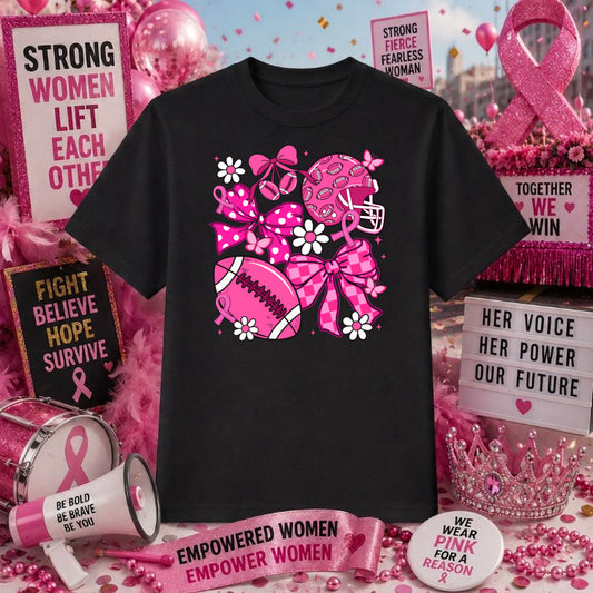 Pink Out Touchdowns For Tiaras – Breast Cancer Awareness DTF Transfer – by Ink Rush – Premade Transfers – Breast Cancer Aw...