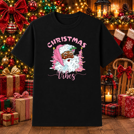 Pink Santa Christmas Vibes – Christmas DTF Transfer – by Ink Rush – Premade Transfers – Christmas, DTF Transfers