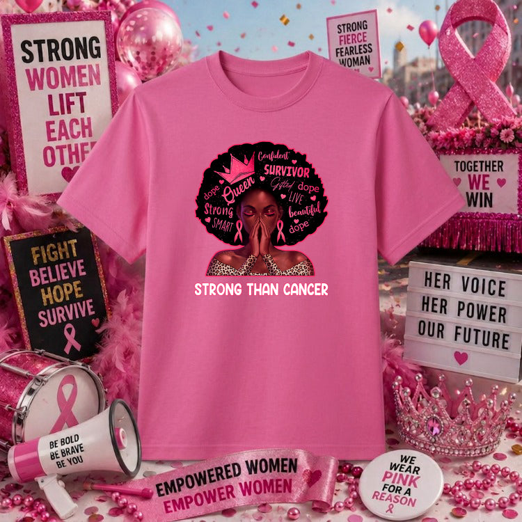 QUEEN STRONGER THAN BREAST CANCER – Breast Cancer Awareness DTF Transfer – by Ink Rush – Premade Transfers – Breast Cancer...
