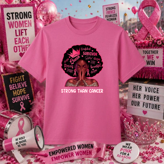QUEEN STRONGER THAN BREAST CANCER – Breast Cancer Awareness DTF Transfer – by Ink Rush – Premade Transfers – Breast Cancer...