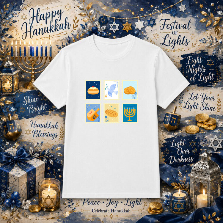 Retro Hanukkah Stamps Collection – Holiday DTF Transfer – by Ink Rush – Premade Transfers – Hanukkah, Holiday DTF