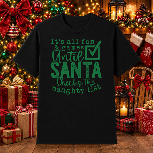 SANTA'S NAUGHTY LIST – Christmas DTF Transfer – by Ink Rush – Premade Transfers – Christmas, Apparel Industry