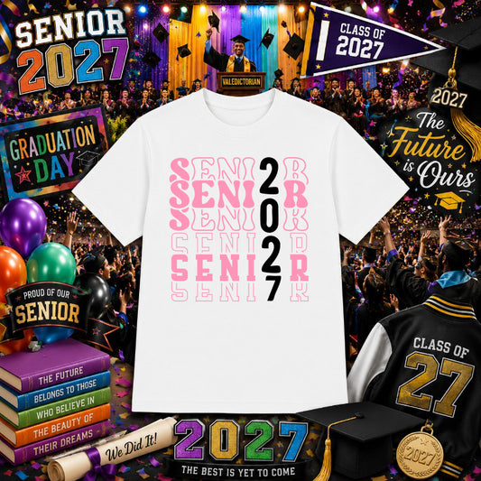 SENIOR 2027 Coquette Bow – Graduation DTF Transfer – by Ink Rush – Premade Transfers – Senior, Graduation