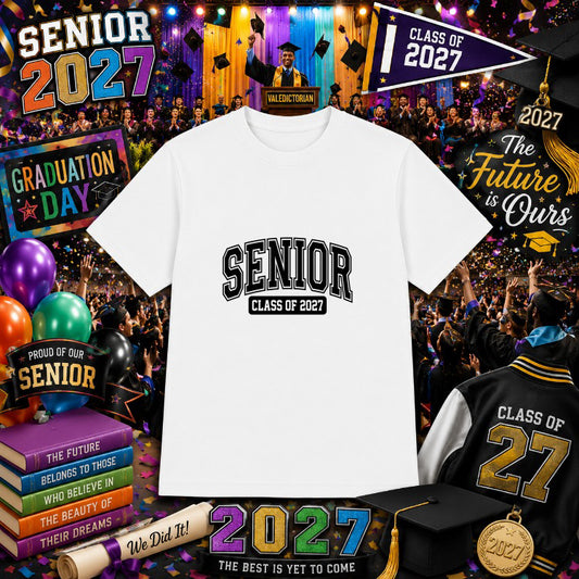 SENIOR 2027 Distressed Text – Senior Year DTF Transfer – by Ink Rush – Premade Transfers – Senior, Graduation