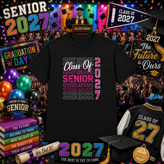 SENIOR 2027 Distressed Varsity – Class of 2027 DTF Transfer – by Ink Rush – Premade Transfers – Senior, Graduation