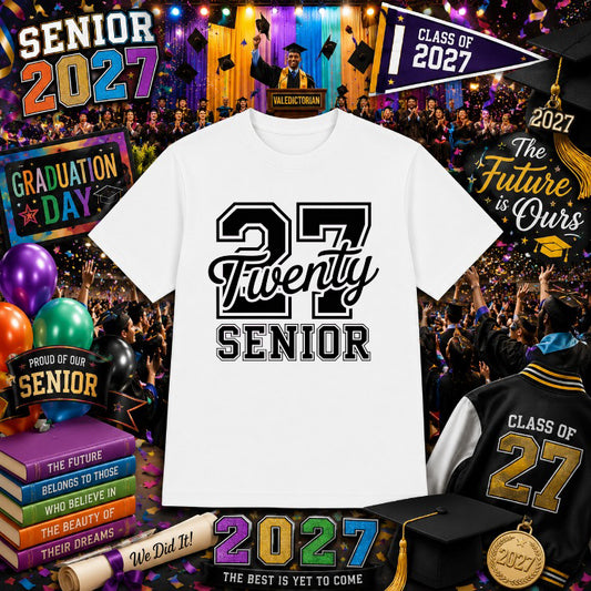 SENIOR 2027 Graduation Cap – Class of 2027 DTF Transfer – by Ink Rush – Premade Transfers – Graduation, Apparel Decor
