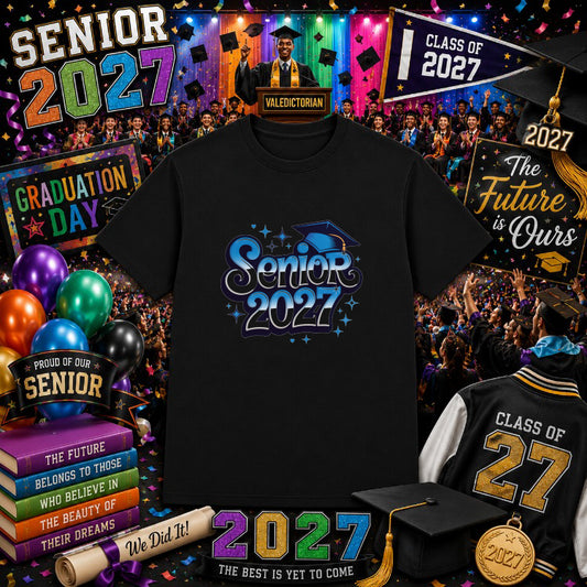 SENIOR 2027 – Graduation DTF Transfer – by Ink Rush – Premade Transfers – Graduation, Apparel Decor