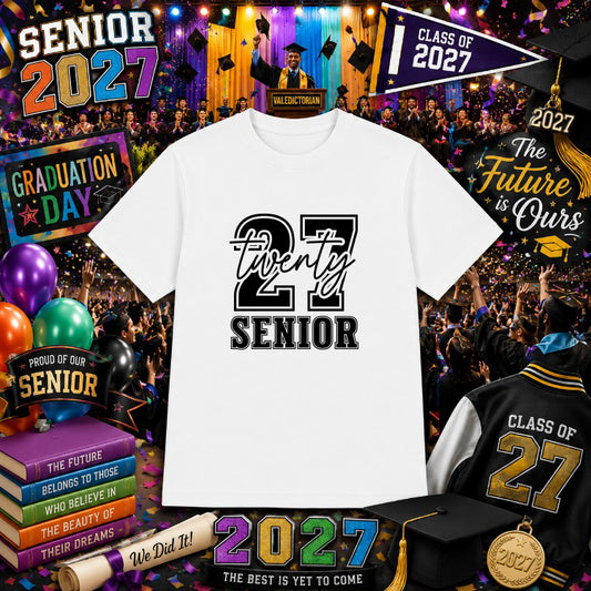 SENIOR 2027 Lightning Bolt Distressed – Senior Class DTF Transfer – by Ink Rush – Premade Transfers – Senior Class, Appare...