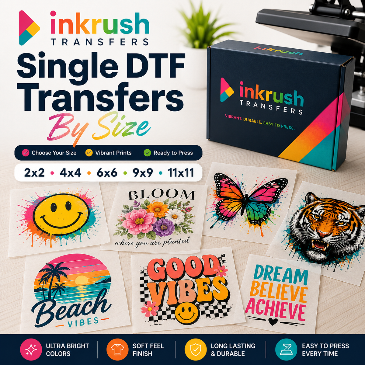 Single DTF Transfers by Size – Upload Your PNG | Ink Rush DTF