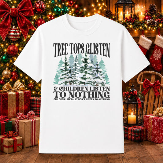 Snowy Christmas Tree Landscape – Christmas DTF Transfer – by Ink Rush – Premade Transfers – DTF Transfers, Apparel Decor