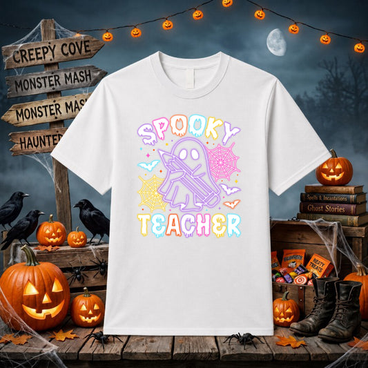 SPOOKY TEACHER Halloween – Education DTF Transfer – by Ink Rush – Premade Transfers – Halloween, Apparel DTF