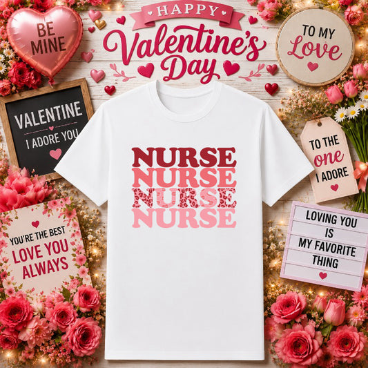 Stethoscope Heart Nurse – Valentine's Day DTF Transfer – by Ink Rush – Premade Transfers – Healthcare, Apparel Decor