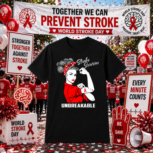 Stroke Survivor Unbreakable – Stroke Awareness DTF Transfer – by Ink Rush – Premade Transfers – Stroke Awareness, Healthcare