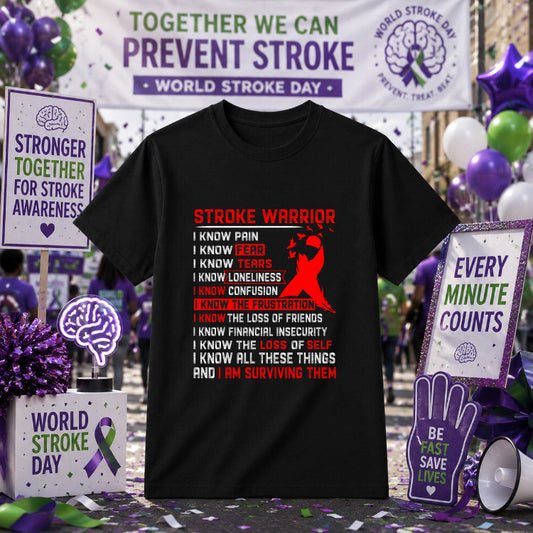 Stroke Warrior Fight Like A Woman – Stroke Awareness DTF Transfer – by Ink Rush – Premade Transfers – Stroke Awareness, He...