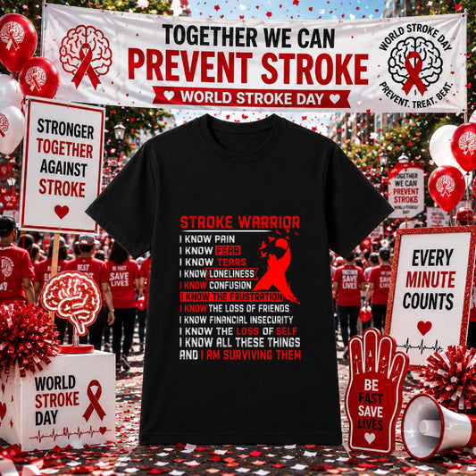 STROKE WARRIOR Heart Ribbons – Stroke Awareness DTF Transfer – by Ink Rush – Premade Transfers – Medical Awareness, Health...