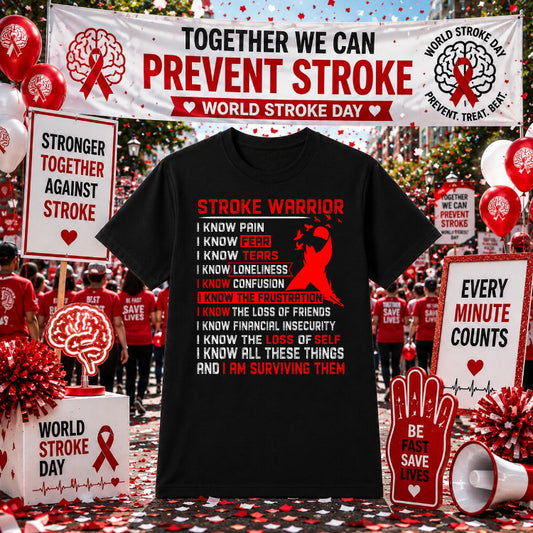 Stroke Warrior World Stroke Day – DTF Transfer – by Ink Rush – Premade Transfers – World Stroke Day, Health Awareness