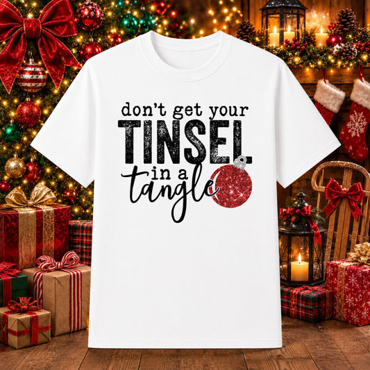 Tinsel in a Tangle – Christmas DTF Transfer – by Ink Rush – Premade Transfers – Christmas, Apparel Decor