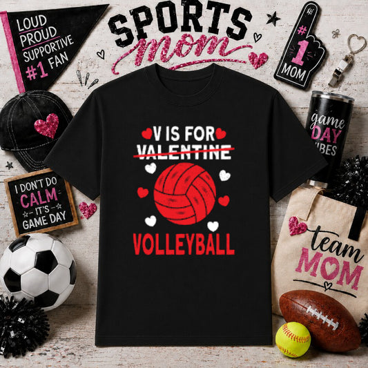 V Is For Volleyball – Sports Mom DTF Transfer – by Ink Rush – Premade Transfers – Sports Mom, Apparel Decor