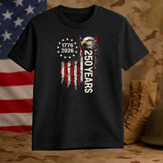 Veteran USA 250th Anniversary Bald Eagle – Patriotic DTF Transfer – by Ink Rush – Premade Transfers – Veteran, Military