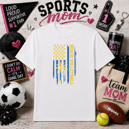 Volleyball Mom USA Flag – Gameday Sports DTF Transfer – by Ink Rush – Premade Transfers – Sports Mom, Gameday