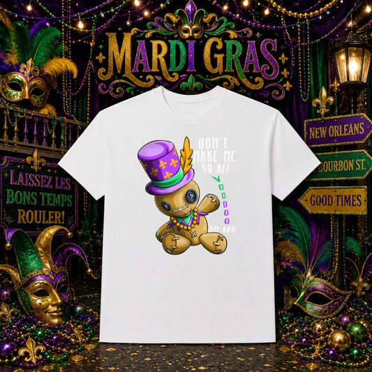 Voodoo Doll Mardi Gras Jester Mask – DTF Transfer – by Ink Rush – Premade Transfers – Mardi Gras, Apparel Decoration