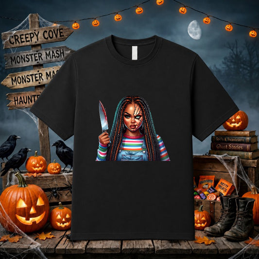 “WANNA PLAY?” Chucky Halloween – DTF Transfer – by Ink Rush – Premade Transfers – Halloween, DTF Transfers