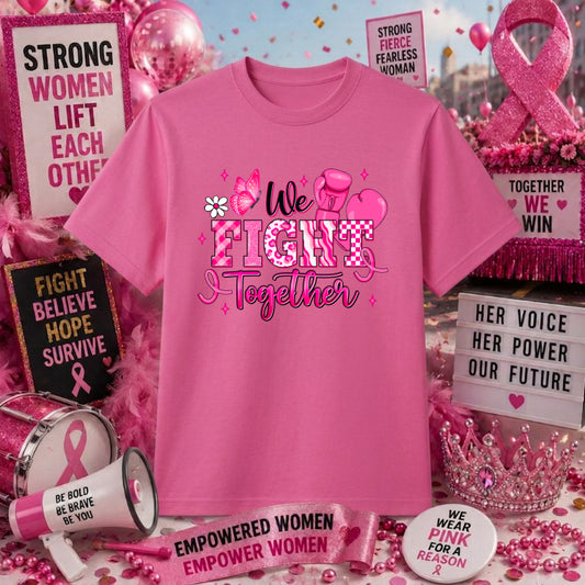 WE FIGHT TOGETHER – Breast Cancer Awareness DTF Transfer – by Ink Rush – Premade Transfers – Breast Cancer Awareness, Appa...