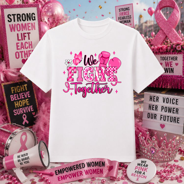 We Fight Together – Breast Cancer Awareness DTF Transfer – by Ink Rush – Premade Transfers – Breast Cancer Awareness, Appa...